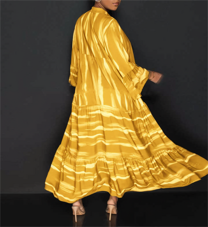 Ava - Abaya Kjole Med Uformelt Trykk Med Lange Ermer