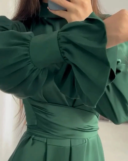 Liora - Grønn vintagekjole med puffermer