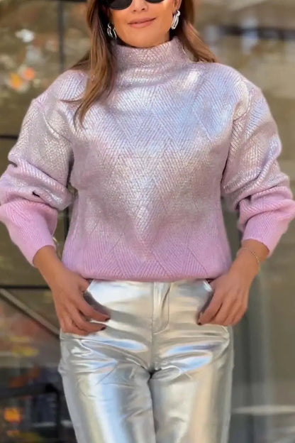 Isabella - Glamorøs skinnende genser med puffede ermer