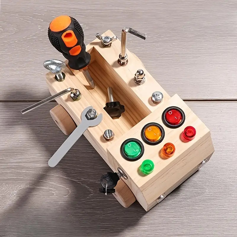 EduPlay - Interaktivt Montessori aktivitetsbord med LED-lys og verktøysett for barn