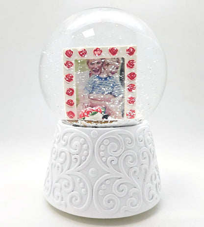 BlossomCraft - Tilpassbart snøkulesett med rosenramme og fotodisplay