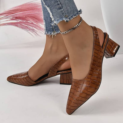 Amelia - slingback chunky hæler med strukturert design