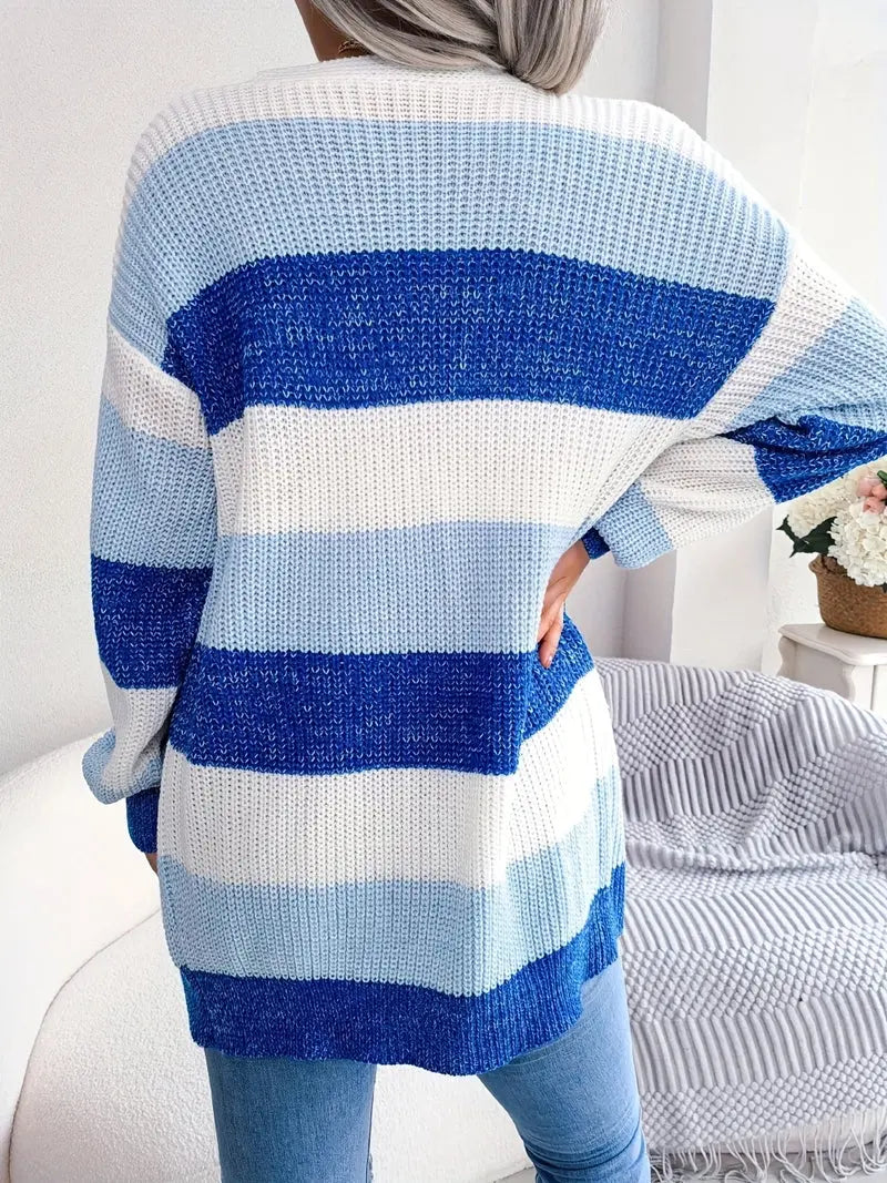 Naomi - Trendy stripete cardigan med oversized passform