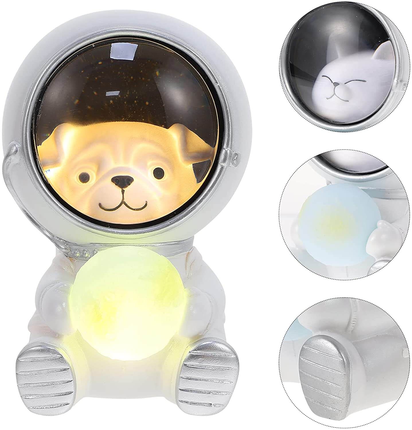 SpacePals - Søt LED- nattlampe med astronaut som kjæledyr og måne som skifter farge