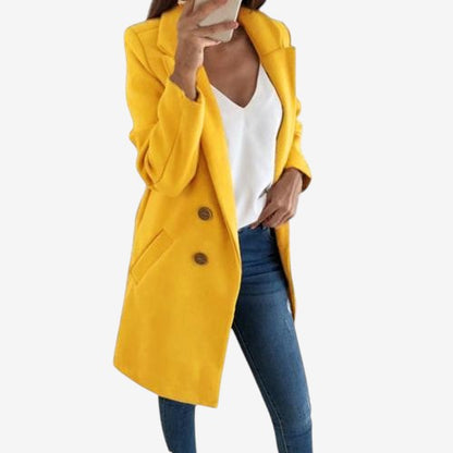 Annika – Mellomlang kåpe med krage og lommer