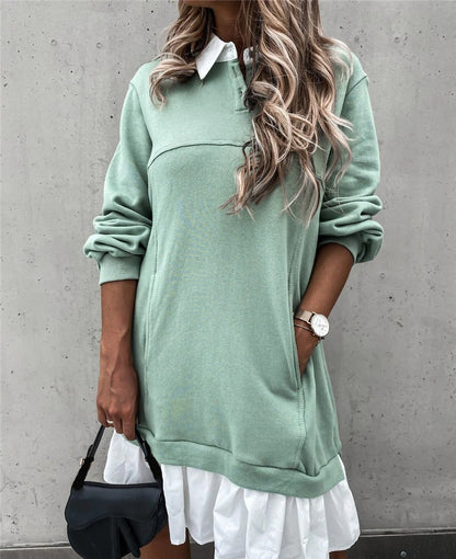 Emma - Stilig kjole med krage og lange ermer