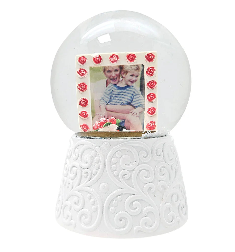 BlossomCraft - Tilpassbart snøkulesett med rosenramme og fotodisplay
