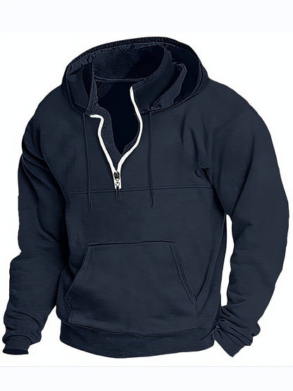 Henrik – Koselig Langermet Half-Zip Hoodie Med Framlommer