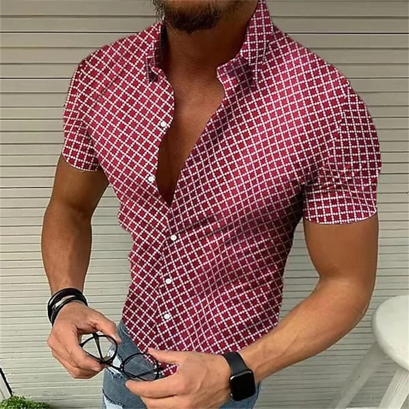 James - Slim fit skjorte med rutete mønster med knappelukking og pekkrage