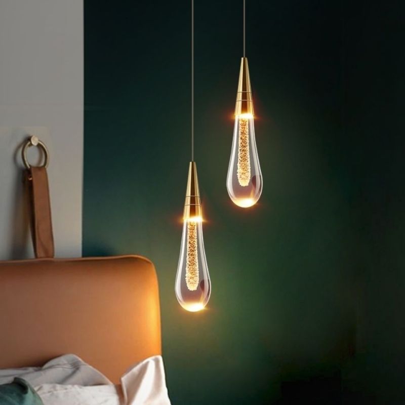 GoldLuxe - Elegant pendellampe med glassdråper for luksuriøs atmosfære