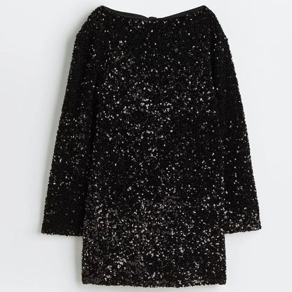 Sophie - Glitrende A-kjole med sløyfe og rund utringning