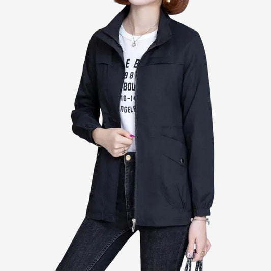 Melinda - Vindjakke med Stående Krage og Glidelås