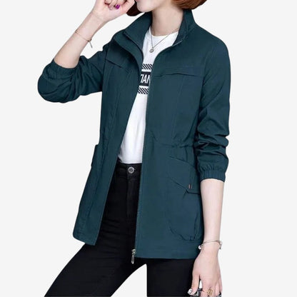 Melinda - Vindjakke med Stående Krage og Glidelås