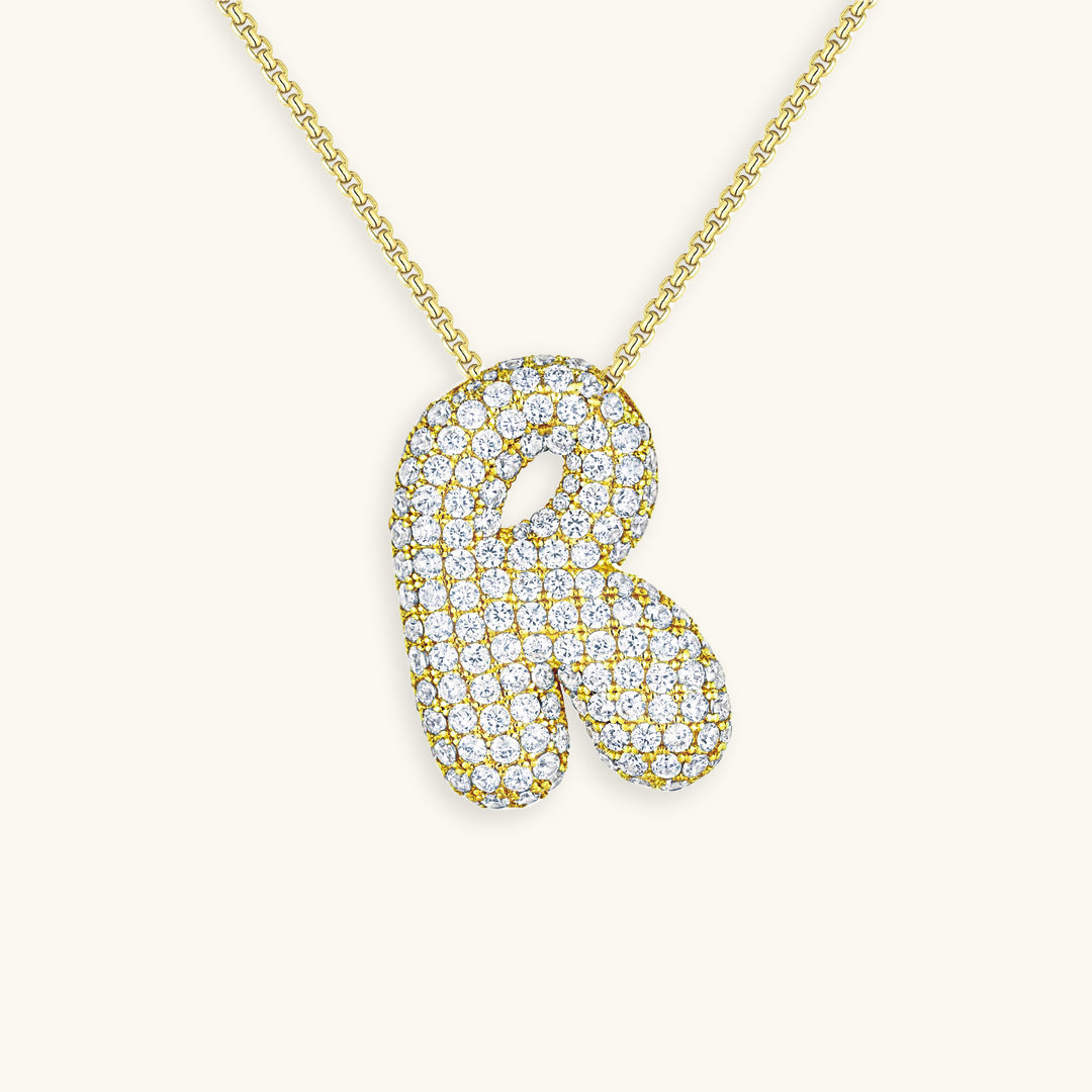 Luna - Fasjonabelt kjede med bobleinitialer og diamantinspirert design