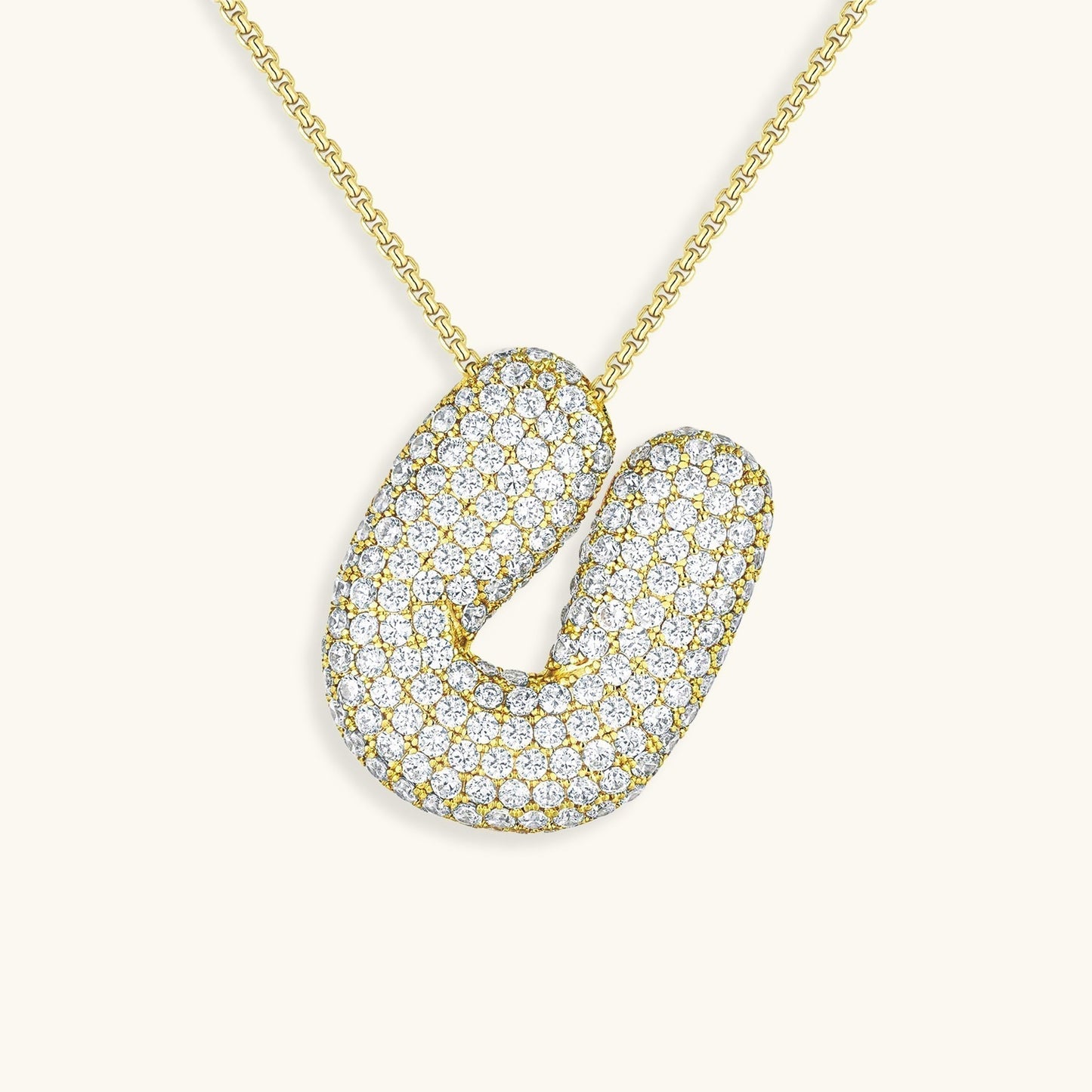 Luna - Fasjonabelt kjede med bobleinitialer og diamantinspirert design