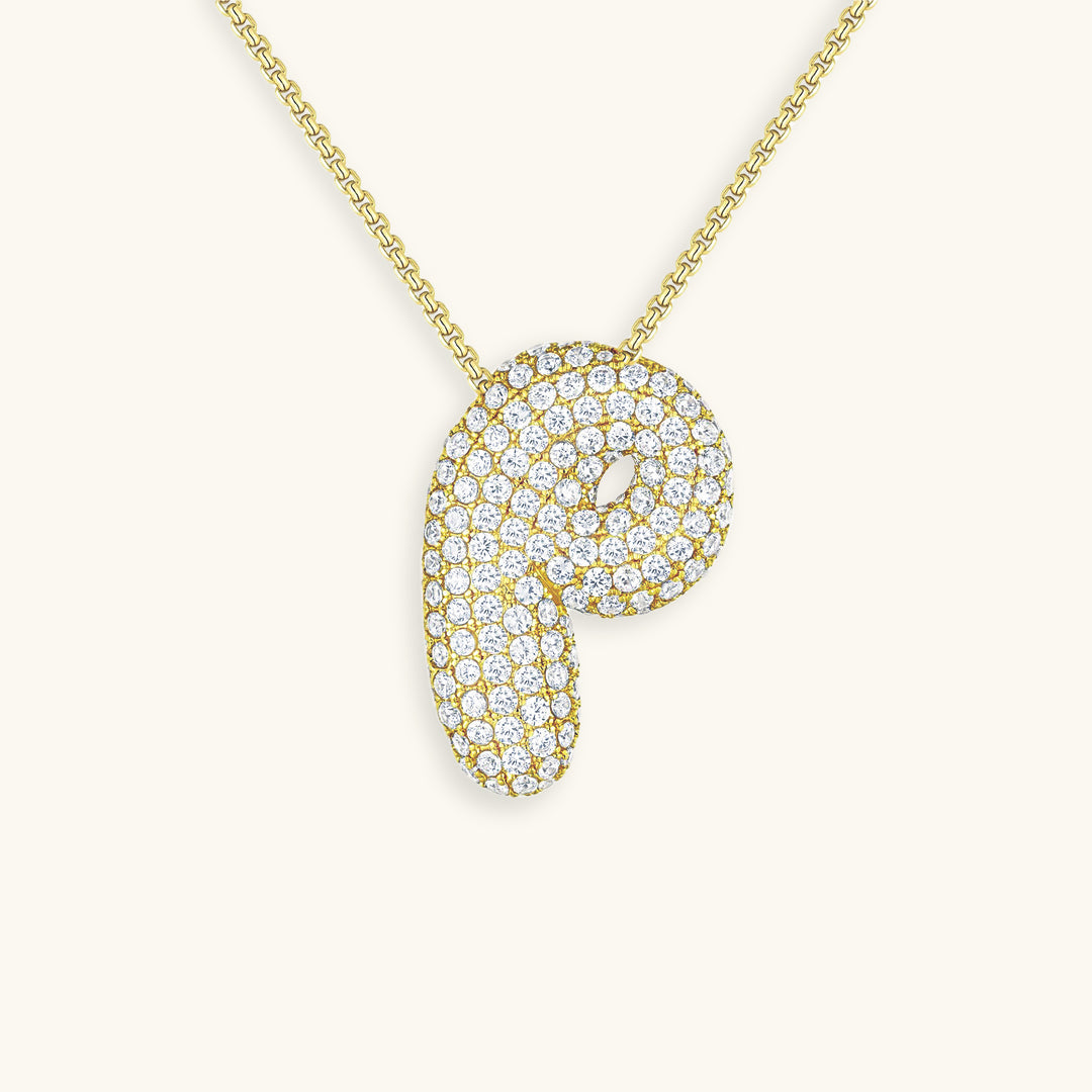 Luna - Fasjonabelt kjede med bobleinitialer og diamantinspirert design