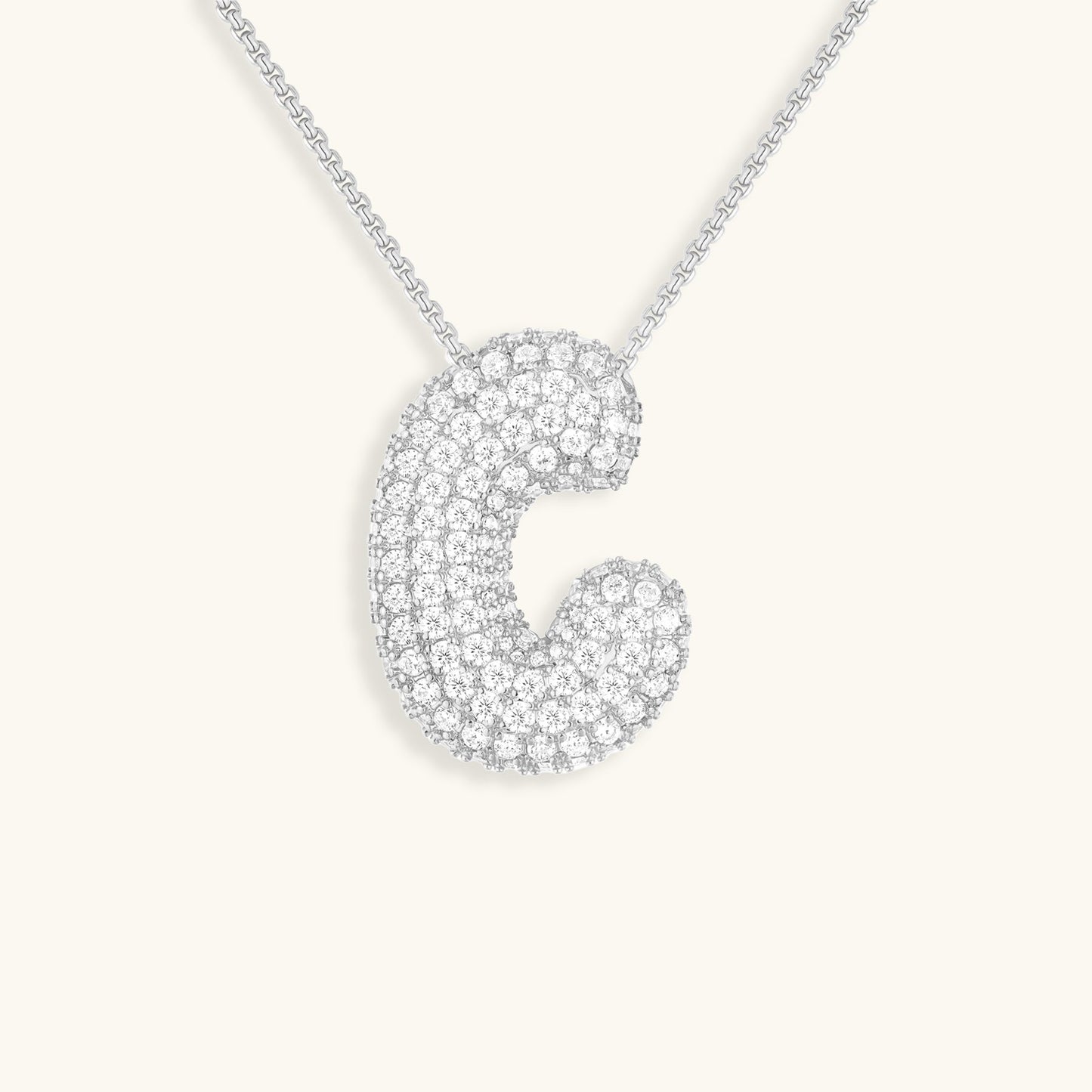 Luna - Fasjonabelt kjede med bobleinitialer og diamantinspirert design