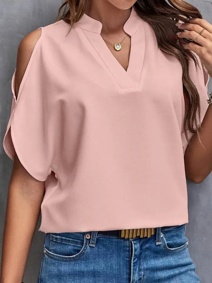 Sofia - Bluse med hakk og delte ermer for en moderne og chic look