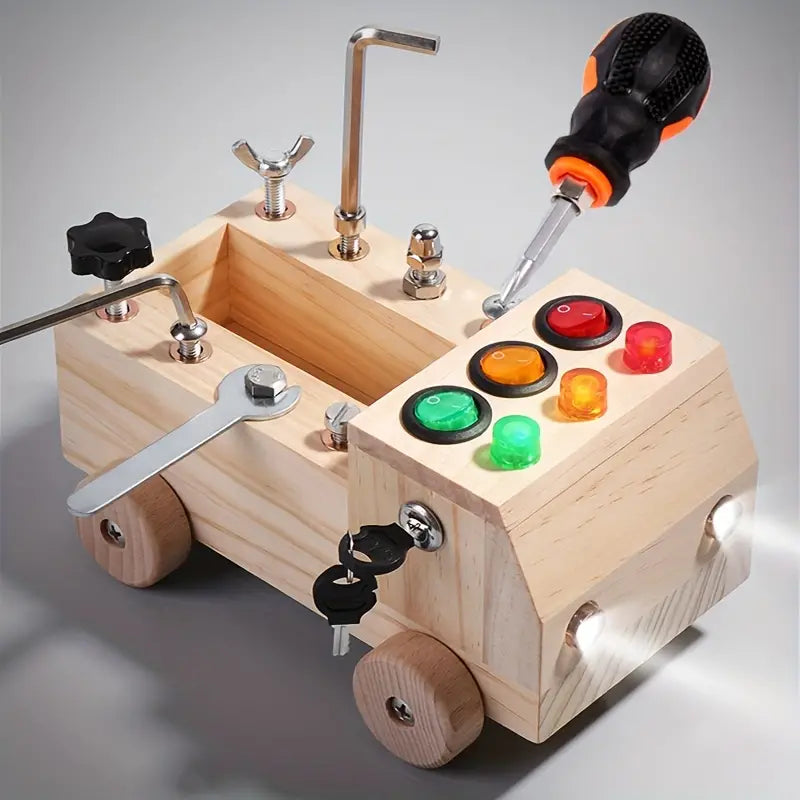 EduPlay - Interaktivt Montessori aktivitetsbord med LED-lys og verktøysett for barn