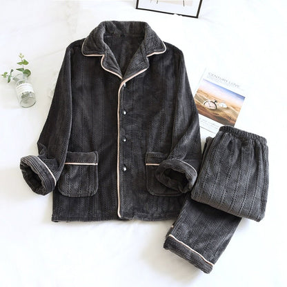 CozyEase - Klassisk pyjamassett med topp med knapp og avslappet passform