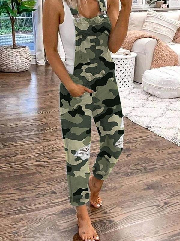 Adeline - Stilig jumpsuit i denim med slitne detaljer