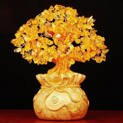 GemLeaf - Dekorativt tre med edelstein blader av og gyllen base