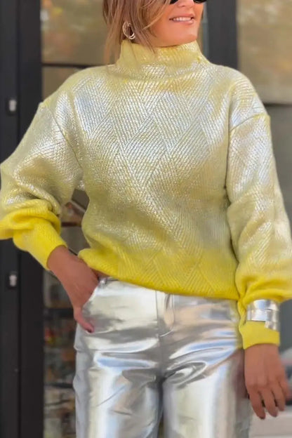 Isabella - Glamorøs skinnende genser med puffede ermer