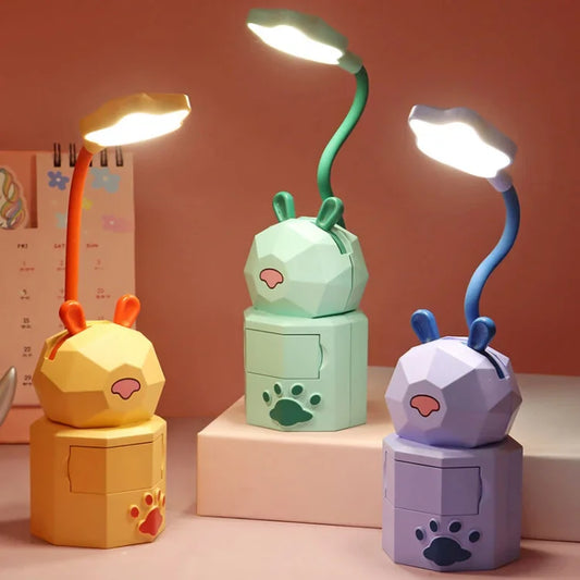 GlowTale - tegneserie-LED-nattlys med smykkeskrin og telefonholder