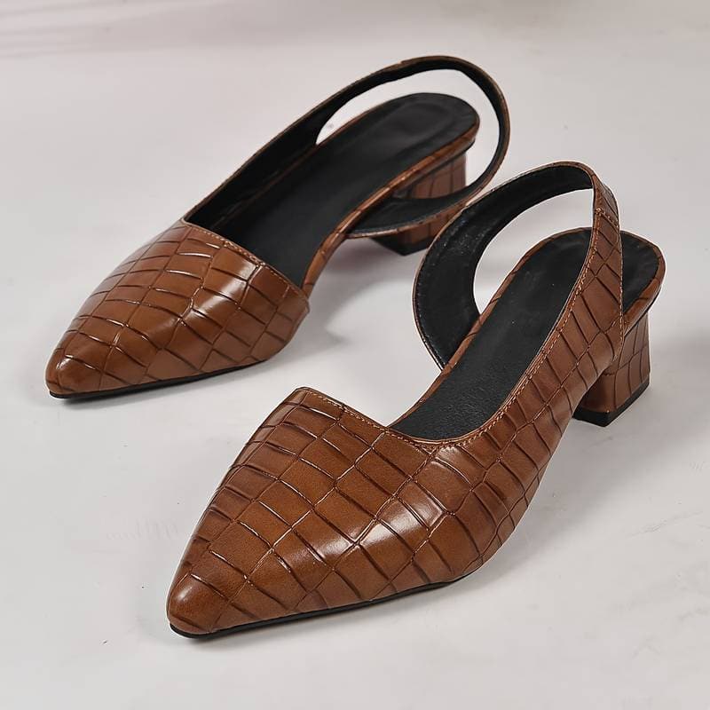 Amelia - slingback chunky hæler med strukturert design