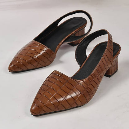 Amelia - slingback chunky hæler med strukturert design