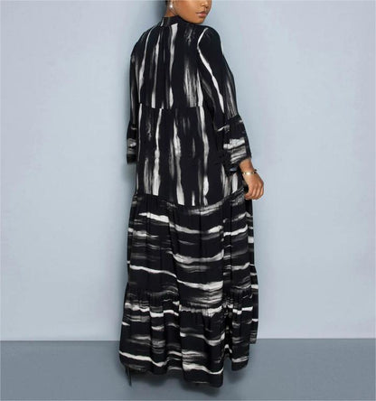 Ava - Abaya Kjole Med Uformelt Trykk Med Lange Ermer