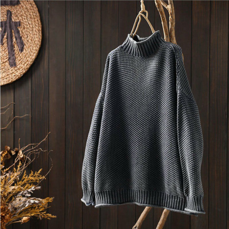 Clara - Overdimensjonert Turtleneck Genser i Strikk for Maksimal Varme