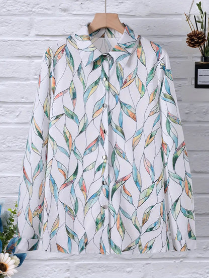 Alina – Stilig bluse med lange ermer og trykt mønster