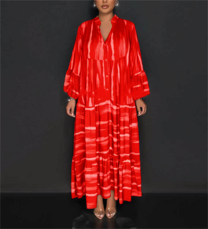 Ava - Abaya Kjole Med Uformelt Trykk Med Lange Ermer