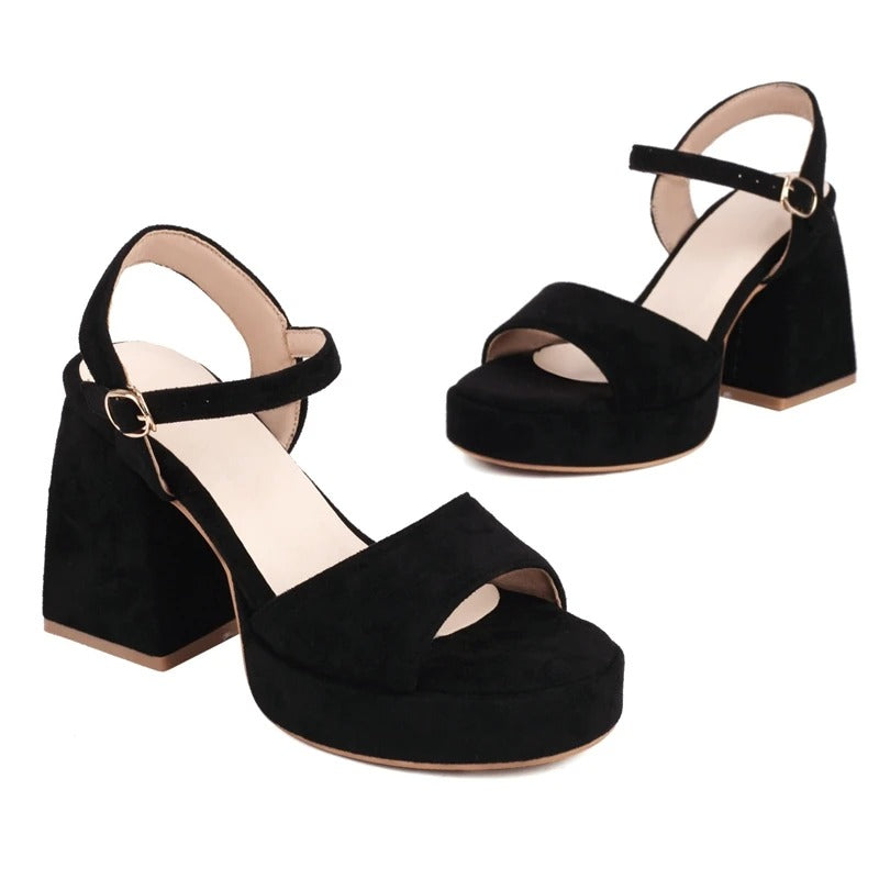 Eliza - Sandaler med høy hæl høy såle og justerbar ankelrem