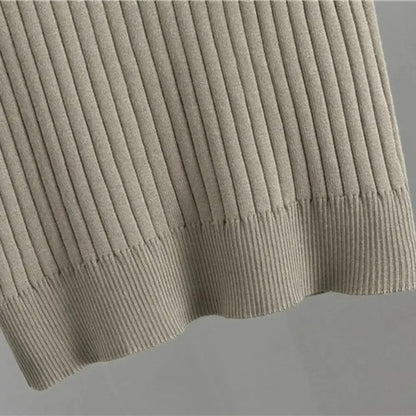 Amelia - Koselig 3-delt strikkesett med cardigan, rullehalsgenser og strikkebukse