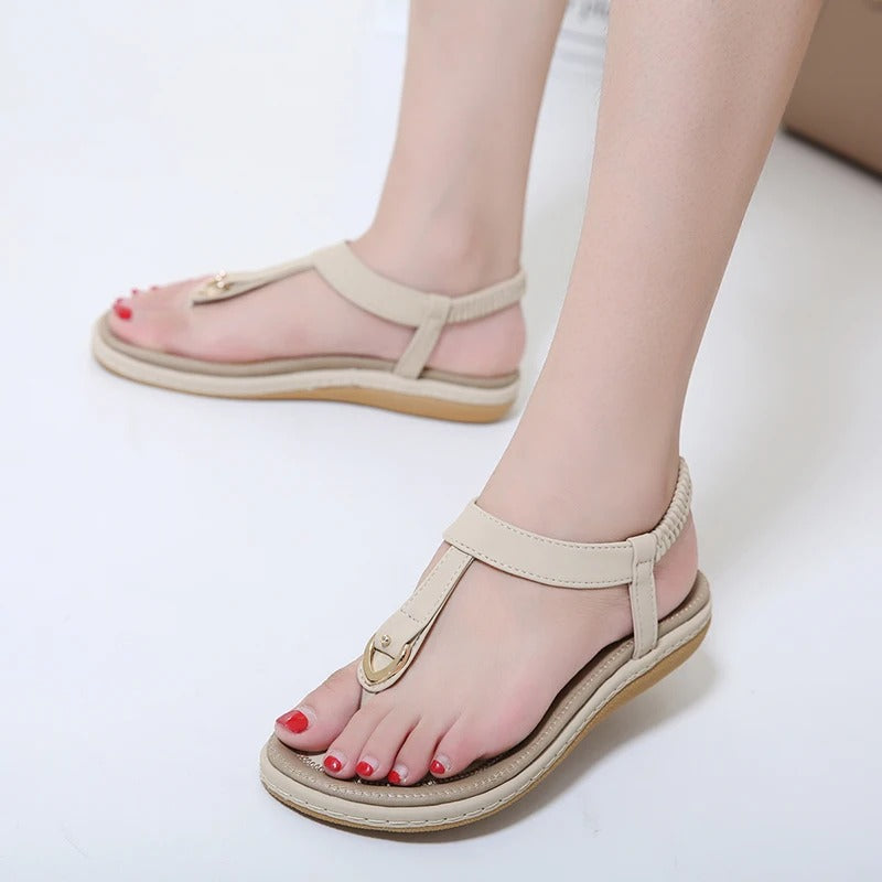 Sophia - Polstrede sandaler med T-rem og elastisk ankelrem