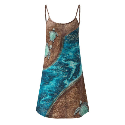 OceanGlow - Sleeveless top with turtle print and adjustable straps