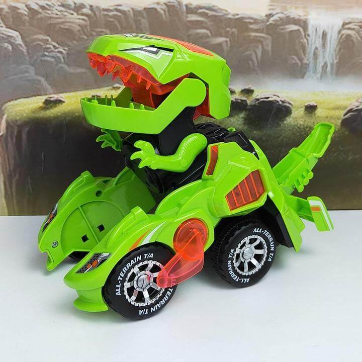 DinoGlide - Transformerer Dinosaur LED Bil med Brølende Lydeffekter
