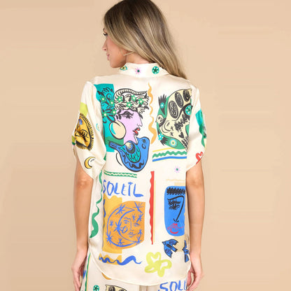 Kimiko - Lett og luftig blomstret skjorte- og buksesett