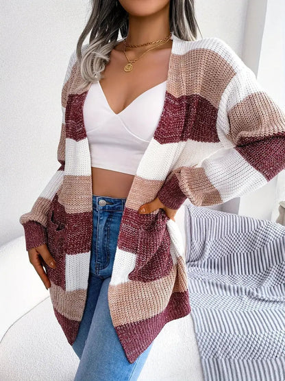 Naomi - Trendy stripete cardigan med oversized passform