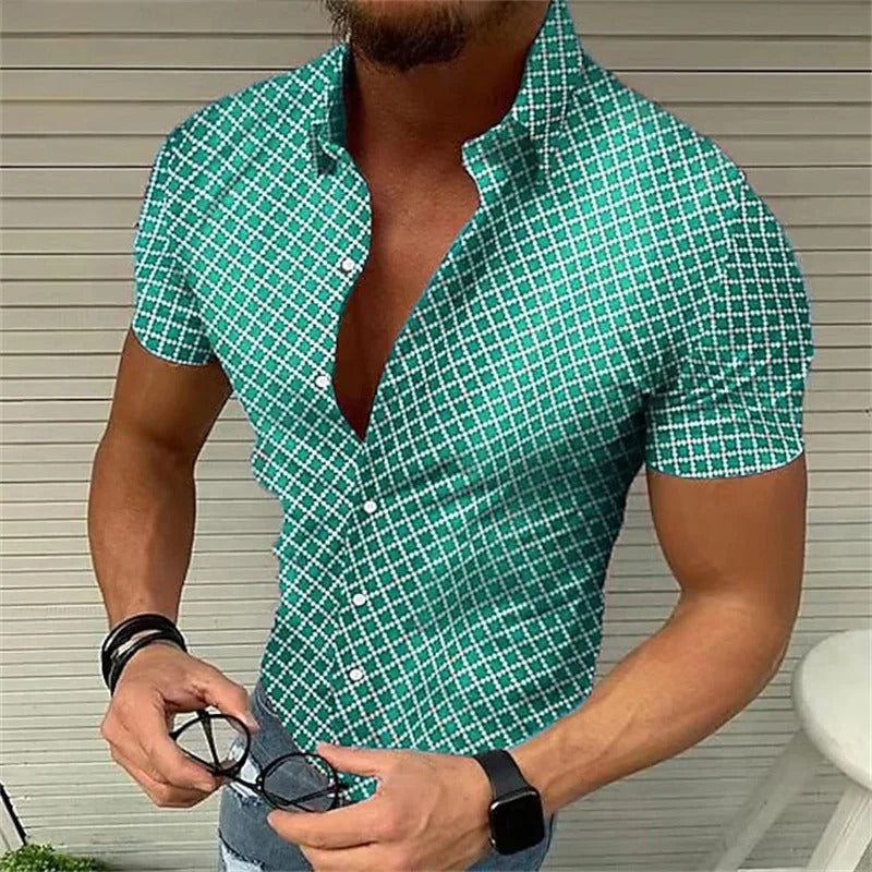 James - Slim fit skjorte med rutete mønster med knappelukking og pekkrage