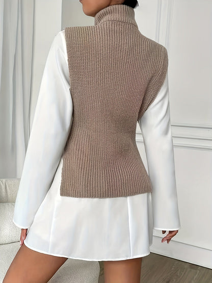 Allison - Ermeløs genser med rund hals og beltedetaljer