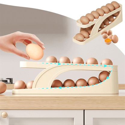 EggBasket - Kompakt eggoppbevaring med automatisk rotasjon for optimal ferskhet| 1+1 Gratis