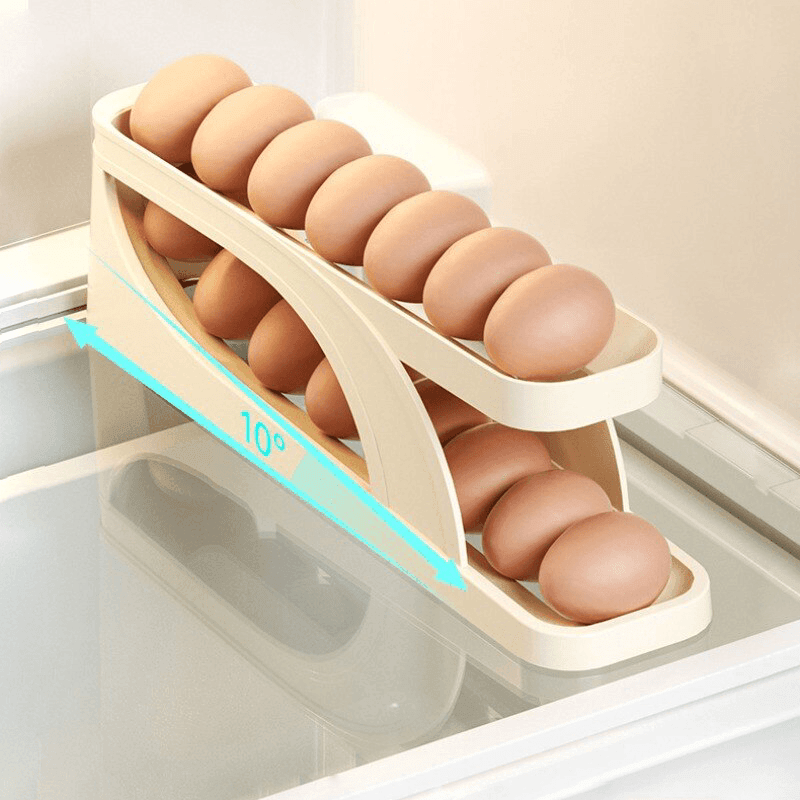 EggBasket - Kompakt eggoppbevaring med automatisk rotasjon for optimal ferskhet| 1+1 Gratis