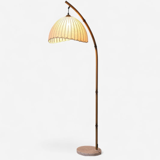 GlowLite - Bambusinspirert LED gulvlampe med lerretsskjerm