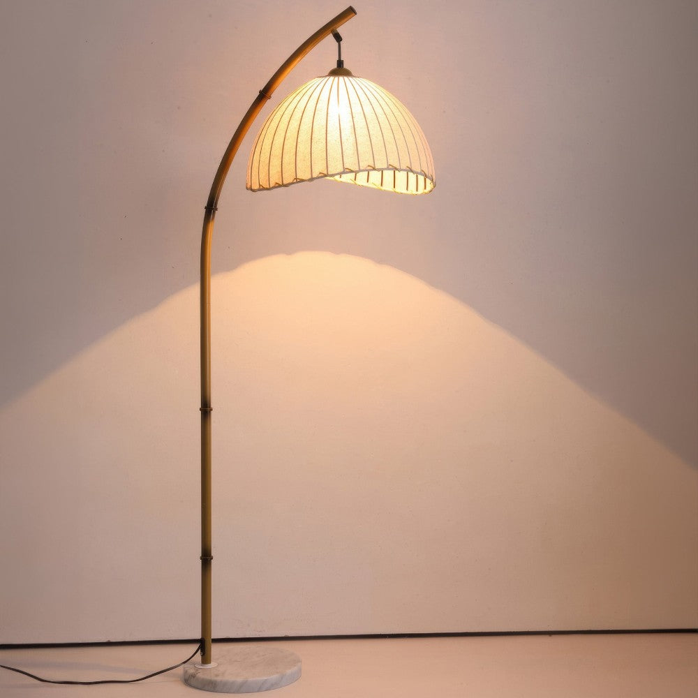 GlowLite - Bambusinspirert LED gulvlampe med lerretsskjerm