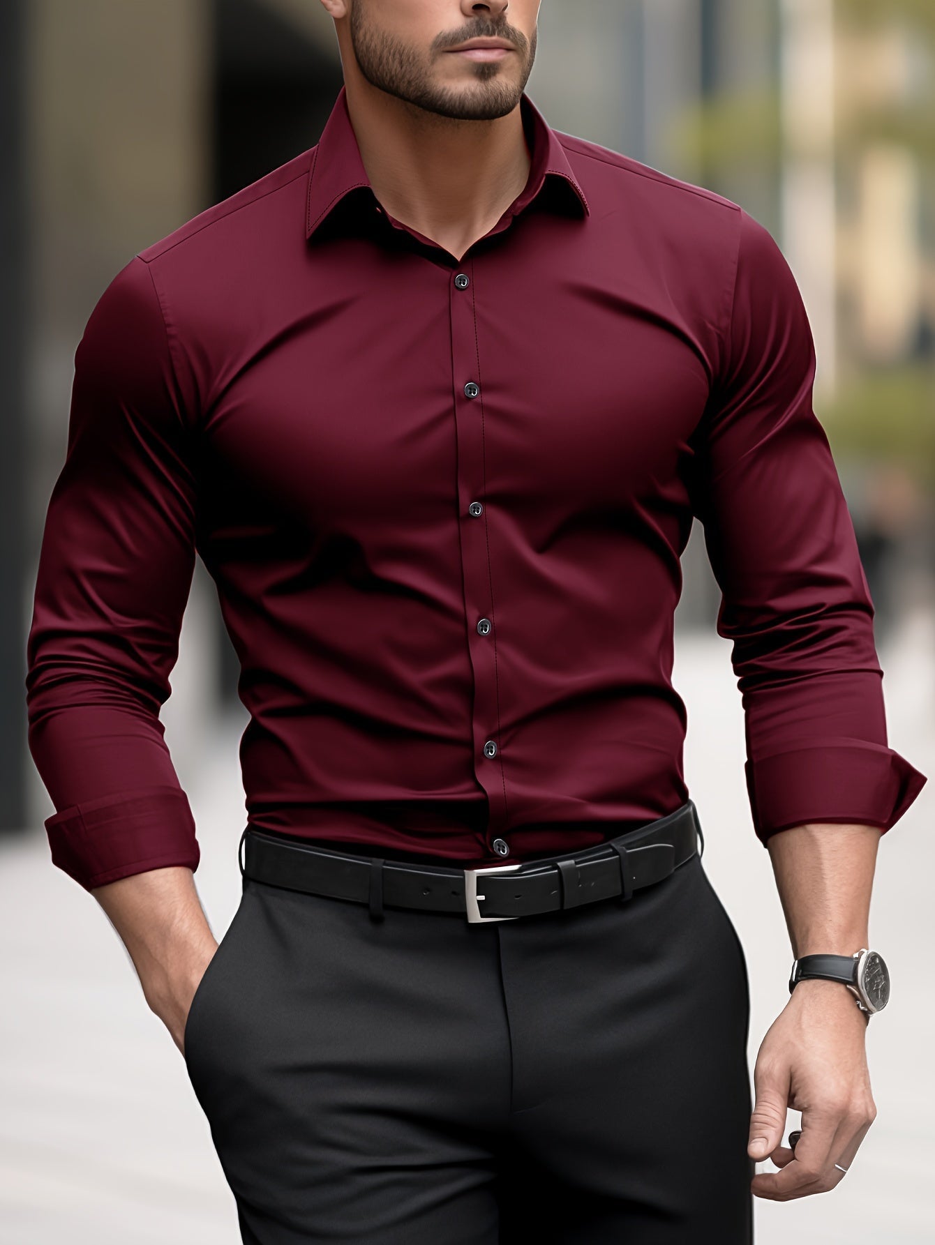 Adrian - Slim Fit-skjorte med knappelukking