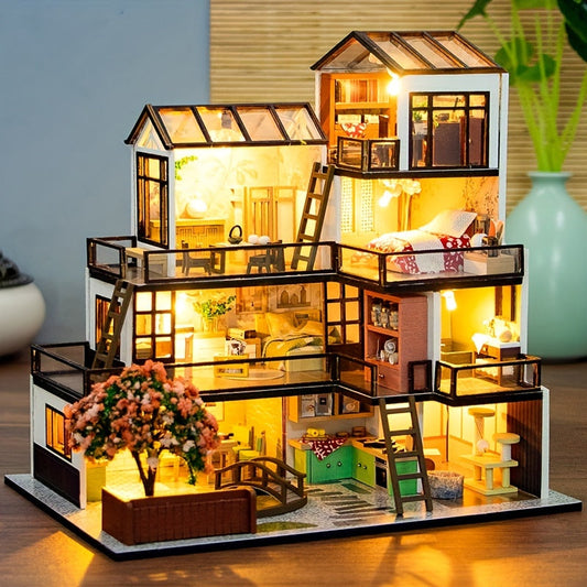 LichtNest – Kreativ miniatyrhusmodell med LED-belysning for hobbyfolk