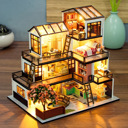 LichtNest – Kreativ miniatyrhusmodell med LED-belysning for hobbyfolk